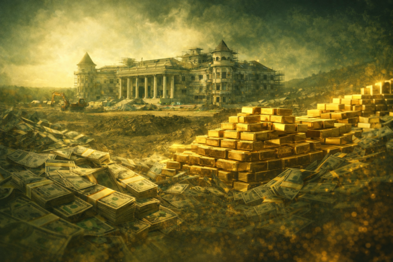 Mészáros Lőrinc felcsúti kastélyának építkezése arany és pénz szimbolikával