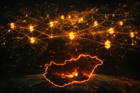 globális tőke és nemzeti politika konfliktus vizuális ábrázolása