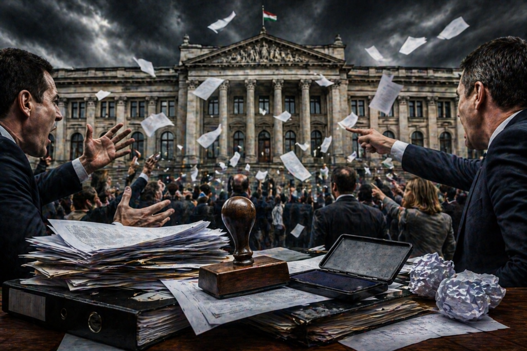 hivatal körüli politikai konfliktus és feszültség vizuális ábrázolása